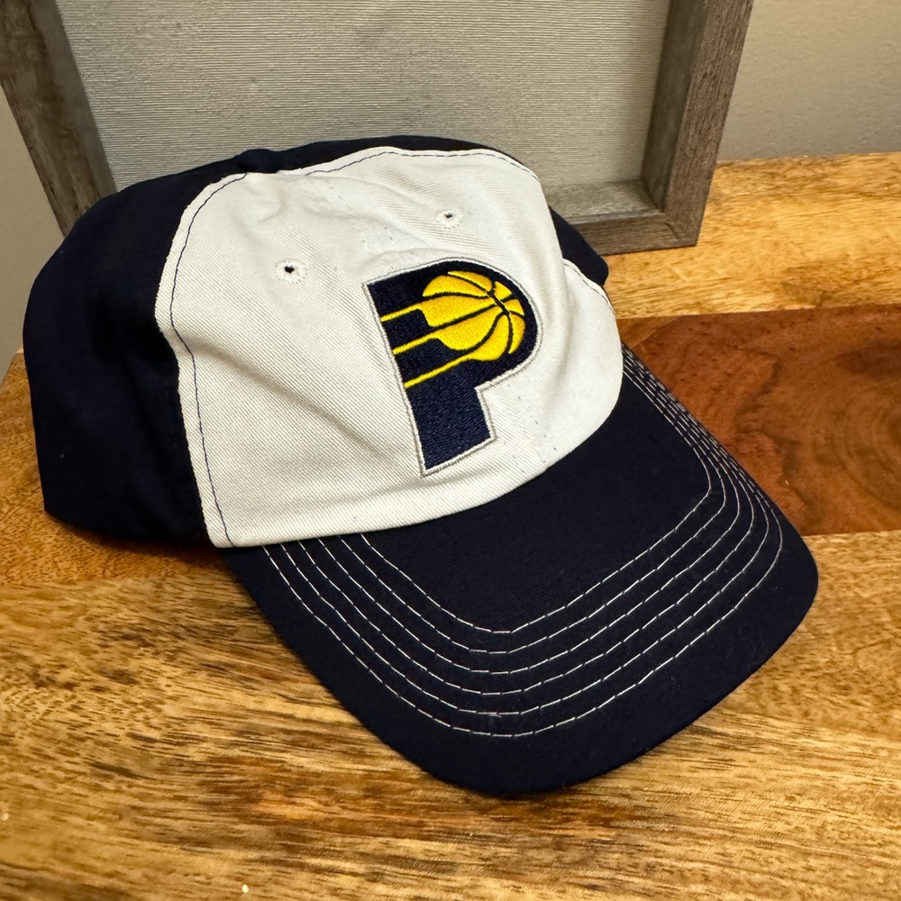 Indiana Pacers One Size NBA Basketball Lucas Oil White Navy.
